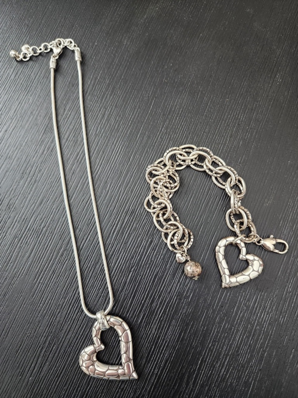 Brighton Heart Pendant Necklace and Bracelet Set - Silver